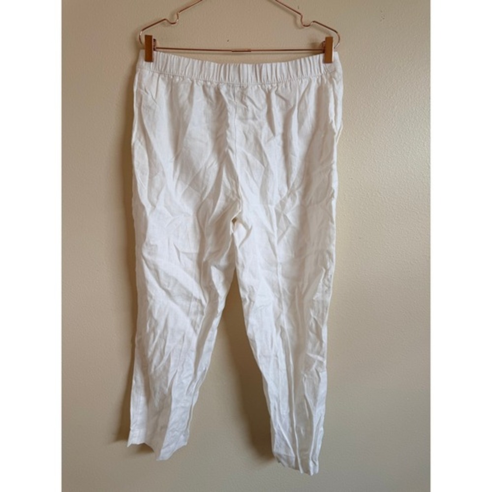 Chico's Linen Ankle Pants Women 1.5 White Elastic‎ Back Straight Leg 570286766